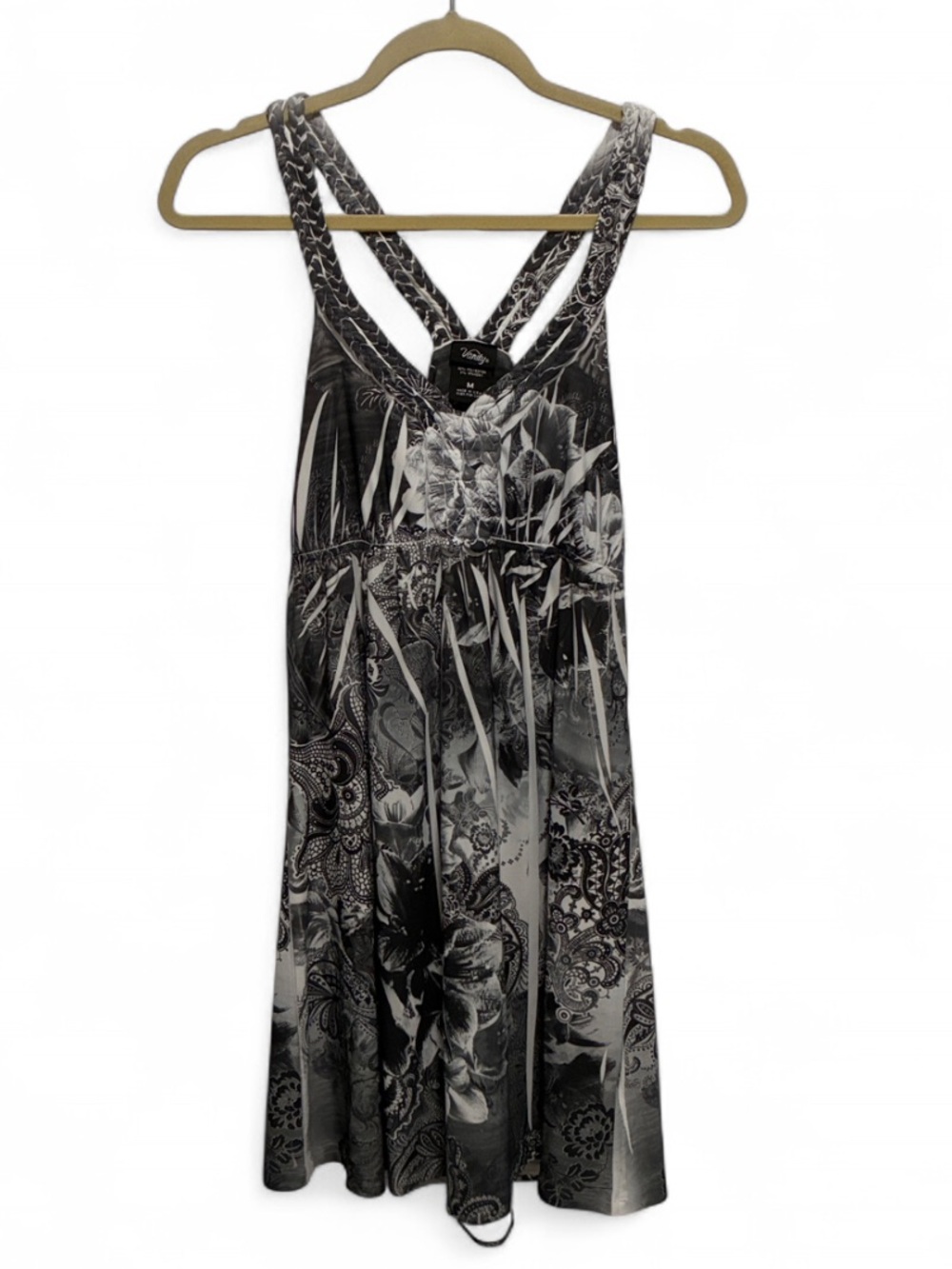 Vanity Black & White Floral V-Neck Mini Dress